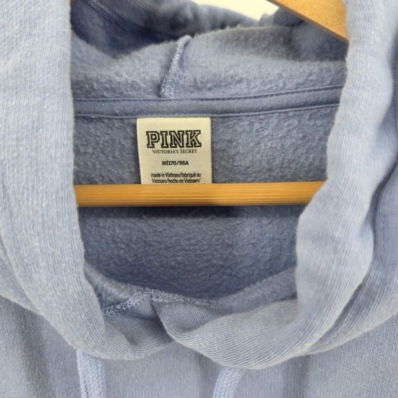 PINK Victoria's Secret Hoodie Pullover Sweatshirt Silver Logo Women's M/L - Picture 2 of 5